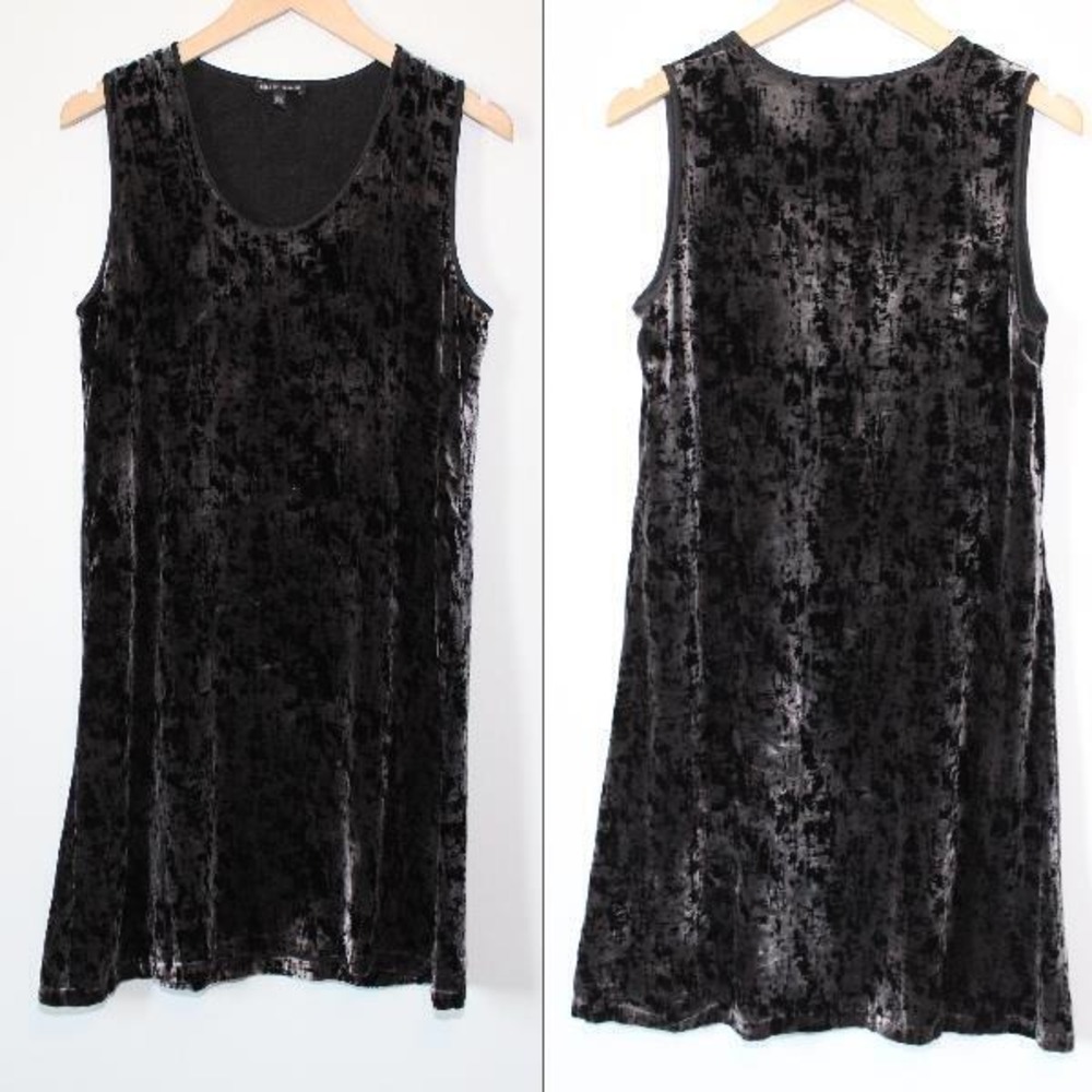 Eileen Fisher Sleeveless Crushed Velvet Dress Black Grunge Witchy Whimsigoth XS - Picture 10 of 12